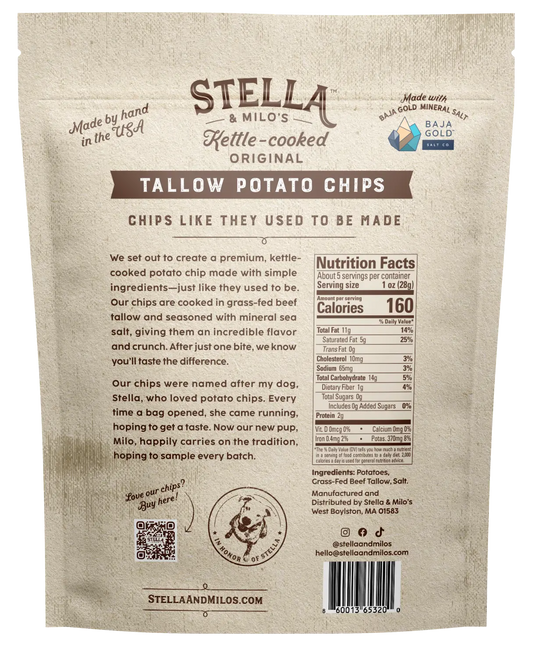 Stella and Milos Back of Bag of Chips