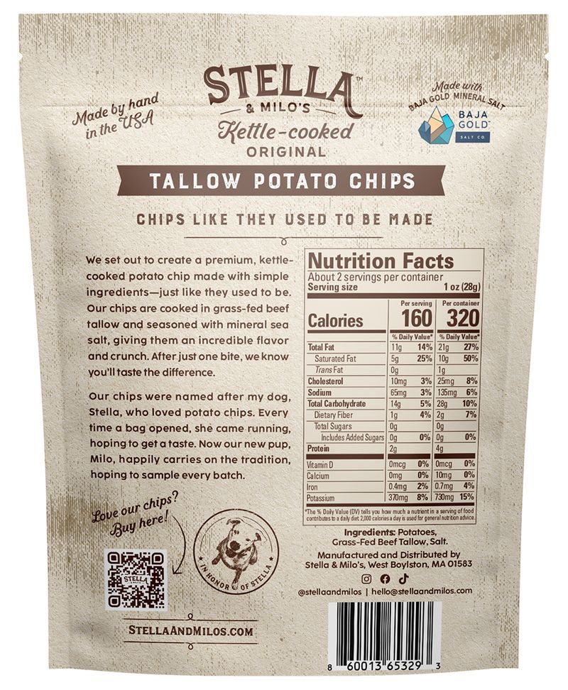 Kettle-Cooked Original Tallow Potato Chips 2 oz.