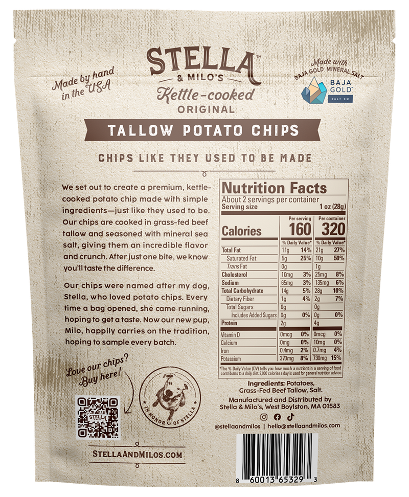 Kettle-Cooked Original Tallow Potato Chips 2 oz.