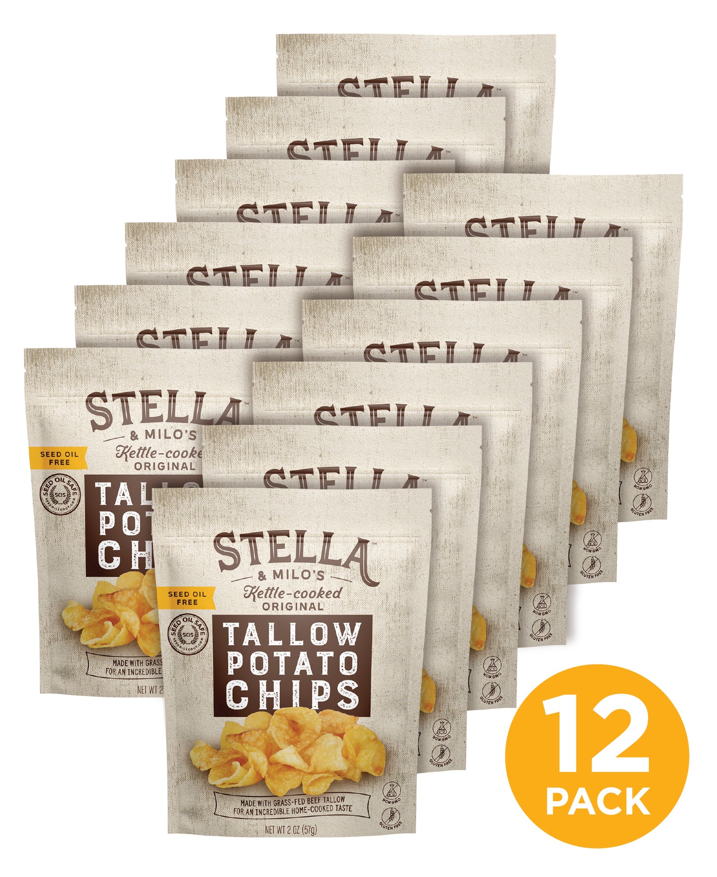 Kettle-Cooked Original Tallow Potato Chips 2 oz.