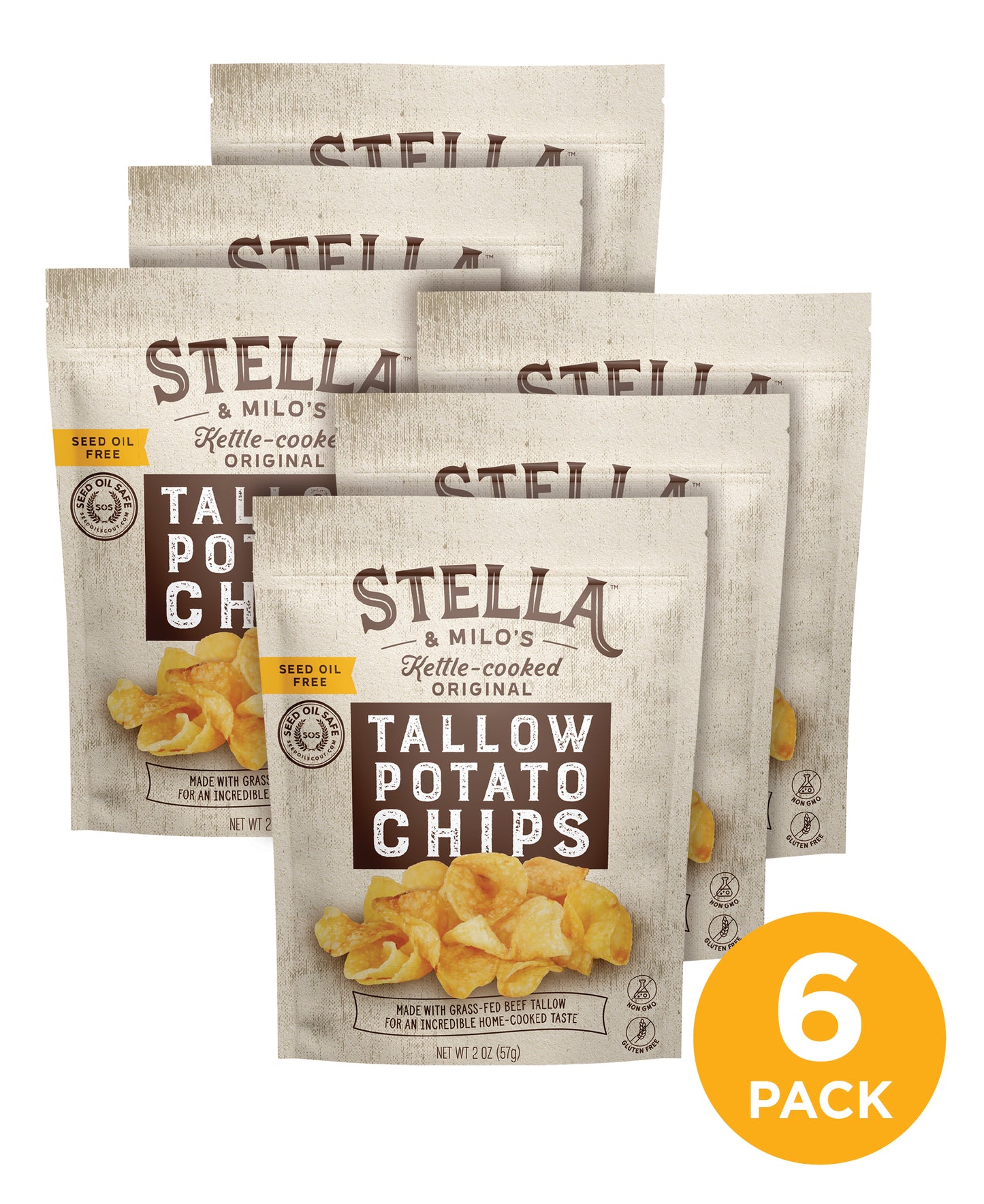 Kettle-Cooked Original Tallow Potato Chips 2 oz.