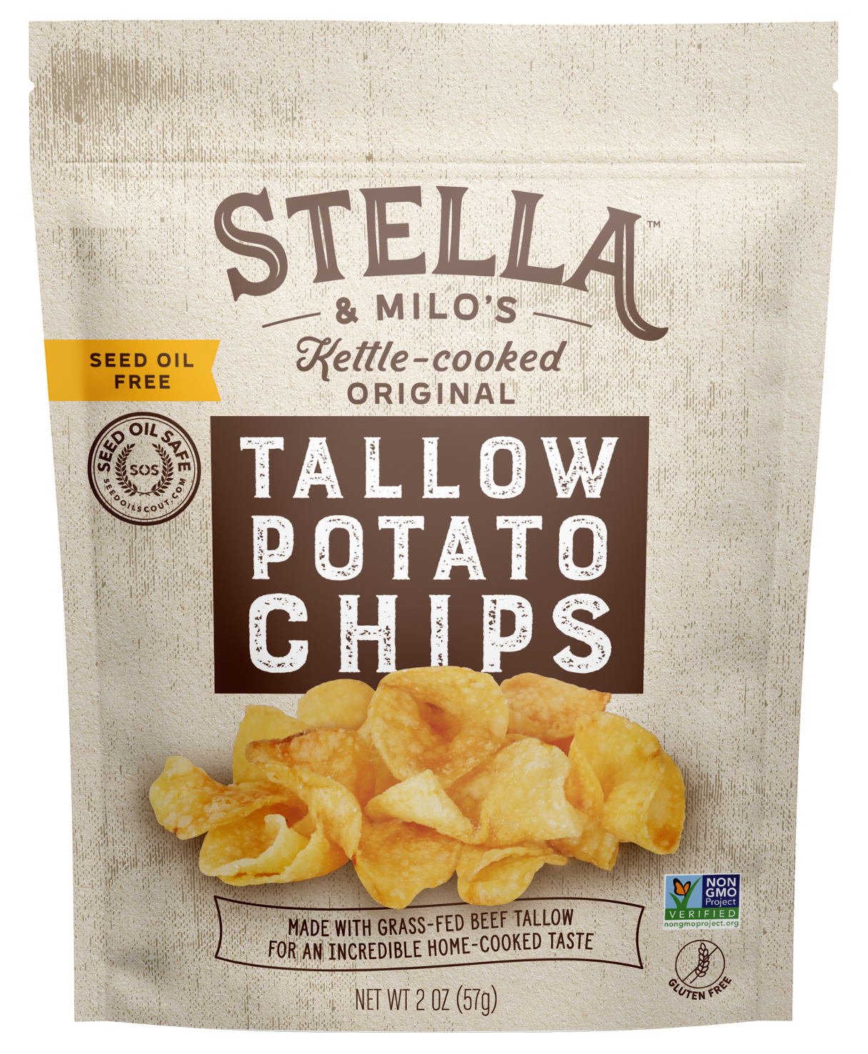 Kettle-Cooked Original Tallow Potato Chips 2 oz.