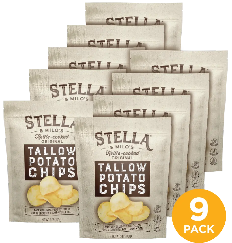 9-pack of Stella & Milo's Tallow Potato Chips